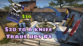 GETTING RICH WITH TRADE UPS | $20 TO A KNIFE CSGO TRADE UPS #1