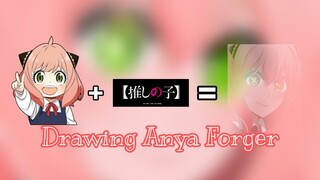 Collab Gambar Anya Forger dengan style Oshi No Ko😍💕 | Spy x Family Fanart