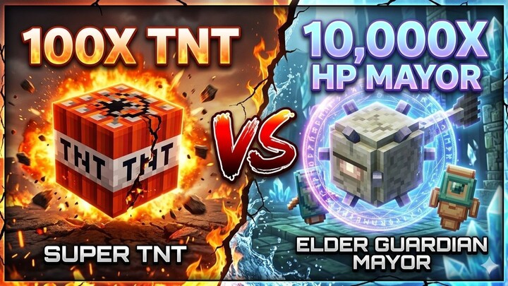 minecraft 100 TNT VS 10000  guardian mayor + agua