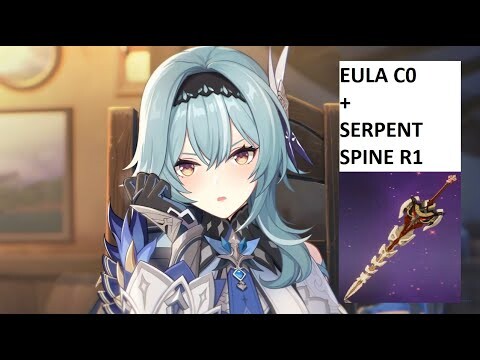 Eula C0 with serpent spine R1 damage test against cryo regisvine [Genshin Impact]