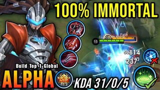 31 Kills!! Best Alpha One Shot LifeSteal Build 100% IMMORTAL!! - Build Top 1 Global Alpha ~ MLBB