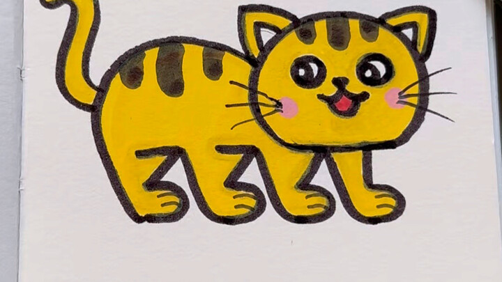 Draw a cat using the numbers “3335”—let’s get started! #Kids’SimpleDrawingTutorial #CatSketch #Numbe