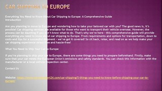 Car Shipping To Europe