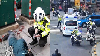 A man left a trail of bloody footprints behind him while walking; after the police noticed something