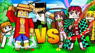 One Piece VS Demon Slayer no Minecraft!