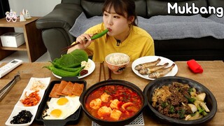 Mukbang | 역시 집밥이 최고👍 | 불고기, 순두부찌개, 스팸, 계란후라이, 참조기구이 먹방