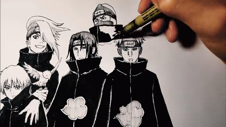 [naruto] Vẽ tay Akatsuki