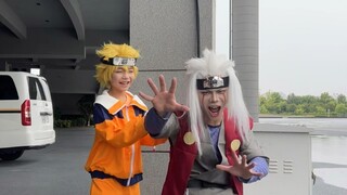 Cosplaying Jiraiya and Naruto with my brother