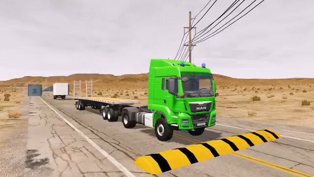 Flatbed Truck Mcqueen  _ Transportation with Truck - Pothole vs Car _577 - BeamN