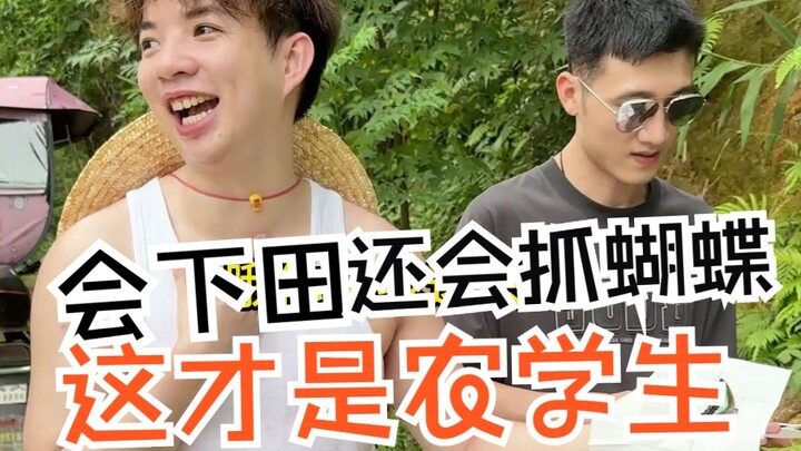 农学生除了会下田，还会上山抓虫捕蝶