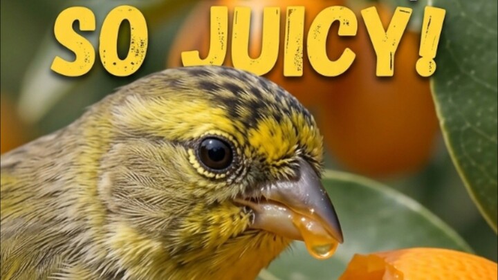 Tiny Bird Enjoys a Juicy Treat: Up Close Nature Moment