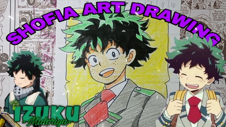 drawing midoria izuku dari anime my hero academia