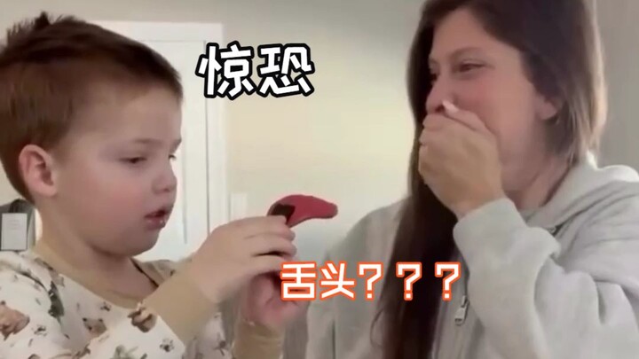 Fake tongue 👅 pranks little kids—when the tongue falls off, everyone just goes “Huh?!” 🫢