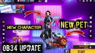 OB34 Update Free Fire | New Character Ability | New Lobby | New Pet | OB34 Update Kab Aayega