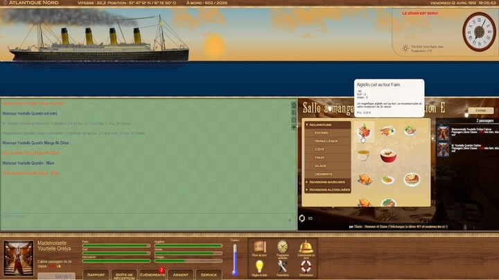 Titanic Voyage RPG 2025 ( Episode 09 ) - Le Dîner de 2em Classe Sur Le RMS Titanic
