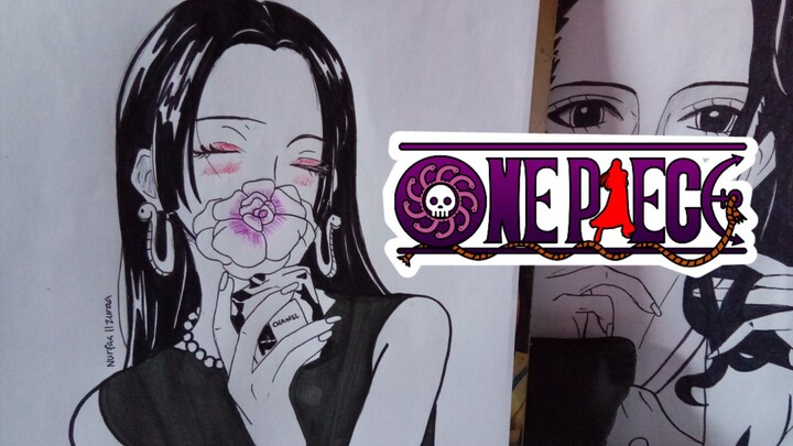 Boa Hancock - One Piece || Black and White Art (SPEED DRAWING)