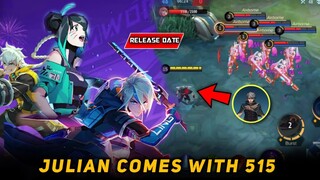 NEW HERO JULIAN RELEASE WITH 515 | GAMEPLAY NEW HERO JULIAN | JULIAN MLBB