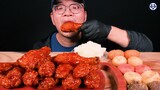 BBQ Korean Sweet Fried Chicken Eating Mukbang! By 먹나방 ASMR