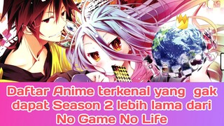 Daftar Anime terkenal yang  gak dapat Season 2 lebih lama dari No Game No Life