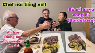 Bò sốt rượu vang đỏ/Chef nói tiếng Việt nổi buồn ân hận khi về già/Cuộc sống pháp/món ngon mỗi ngày