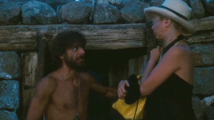 A man and a woman washed ashore on a deserted island after a shipwreck.