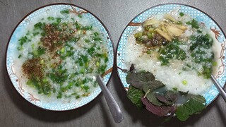hai món cháo. cháo giải rượu. cháo giải cảm.
