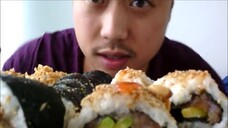 ASMR EATING SOUNDS - SALMON AVOCADO SUSHI ROLL AND SARDINES AVOCADO SUSHI ROLL #13