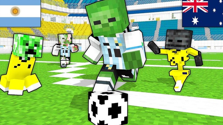 Monster School Argentina vs Australia - WORLD CUP 2022 - Football Challenge Minecraft แอนิเมชัน