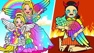 Vampire Daughter Lost Rainbow Wings - Good Angel VS Regret Squid Game | Paper Dolls Story Animation