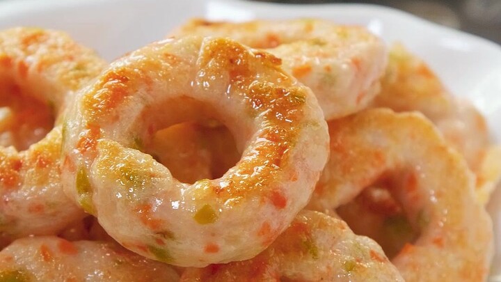 Round and adorable vegetable shrimp rings! The flavor is amazing, and they’re guaranteed to disappea