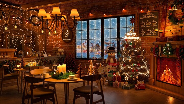 Christmas Jazz Music - 4K Cozy Coffee Shop - Bossa Nova Jazz Music to Relax, Study