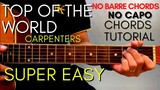 CARPENTERS - TOP OF THE WORLD Chords (EASY GUITAR TUTORIAL) for Acoustic Cover