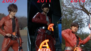 假面骑士Accel，照井龙A哥不同时间段变身对比。