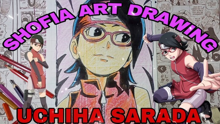 drawing uchiha sarada dari anime boruto