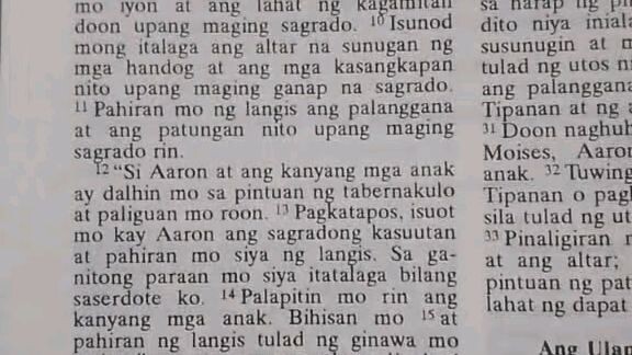 Pang Araw Araw na Talata.     Exodus 40:9-15