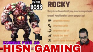 melawan bos zombie  pelempar batu. rocky