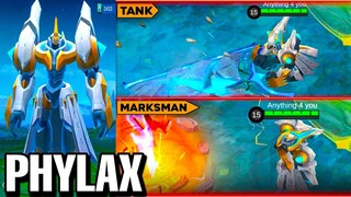 MOBILE LEGENDS NEW HERO PHYLAX GAMEPLAY | TANK/MARKSMAN HERO