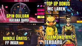 FREE FIRE! BOCORAN EVENT GRATIS, SPIN KATANA SEASON OF PINK, TOP UP BONUS, BUNDLE GRATIS FF MAX