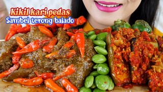 ASMR KIKIL KARI PEDAS, SAMBEL TERONG BALADO | ASMR MUKBANG INDONESIA