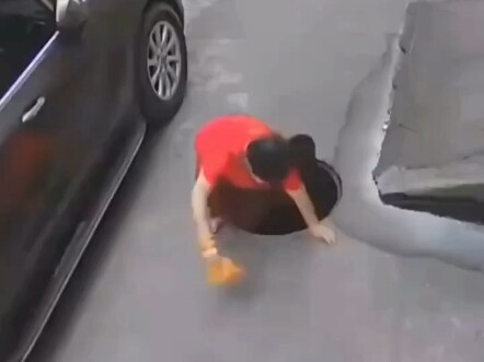 Grandma kicks over a manhole cover; the subsequent series of actions earns widespread praise.