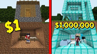 บ้านใต้ดินคนจน $1 เหรียญ VS บ้านใต้ดินคนรวย $1,000,000 เหรียญ (Minecraft)