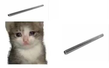 Croissant cat, but with way more steel pipes!