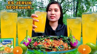 MUKBANG MINUMAN SEGAR DINGIN ASMR ES JERUK Vs RUJAK SAYUR LALAPAN MENTAH#mukbangmunimansegar#asmr