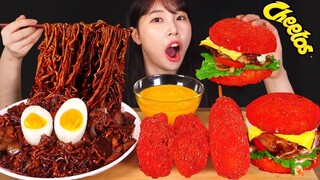 ASMR MUKBANG| 직접 만든 짜짜로니 & 치토스 양념치킨 핫도그 햄버거 먹방 & 레시피 FRIED CHICKEN AND HOT DOG EATING