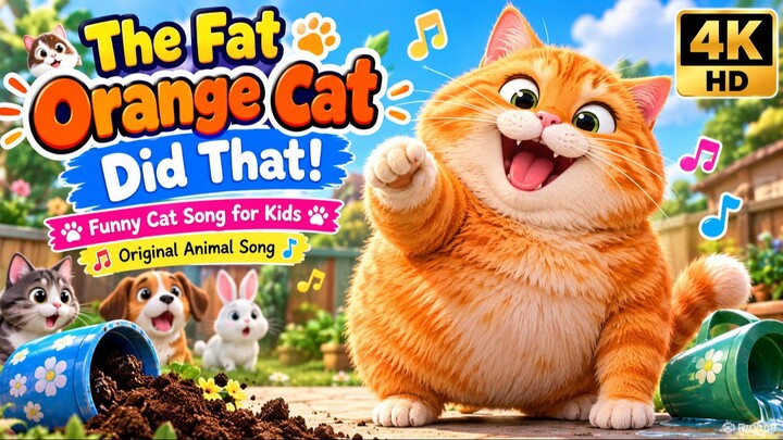 The Fat Orange Cat Did That! 🐱 | Funny Cat Song for Kids | Original Animal Song (4K HD)