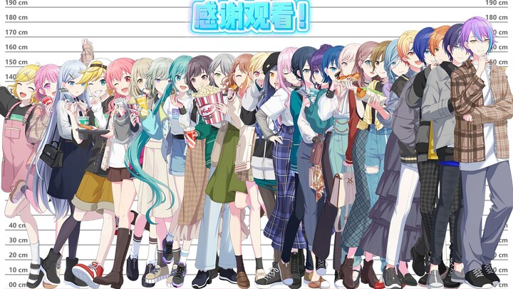 PJSK: Intuitive Height Comparison of All Characters (After Advancement)