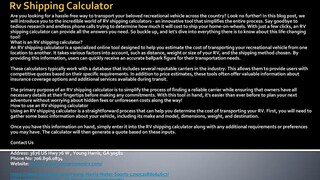 Rv Shipping Calculator