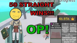 50 straight wins with *NEW*Tree Grimoire|OP!!! in Tournament dimension|Anime Fighting Simulator