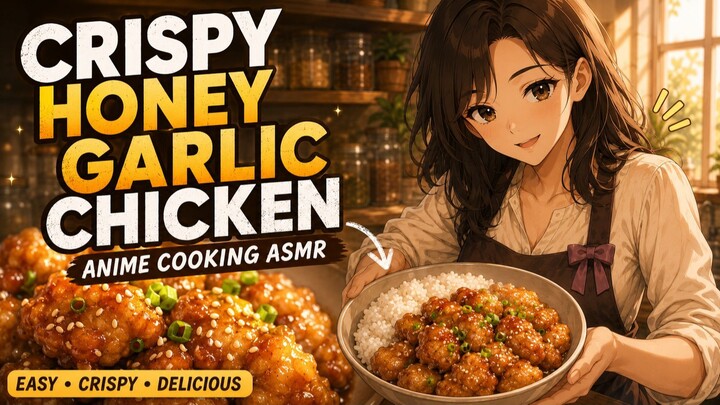 Crispy Honey Garlic Chicken 🍯🍗 | Easy Anime Cooking ASMR