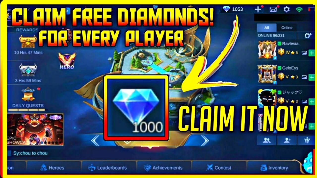 Free 1000 Diamonds New Event Mobile Legends Free Diamonds Mobile Legends Bilibili